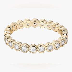 Gorgeous Dillards 18KT Gold Vermeil White Topaz Band Ring size 7